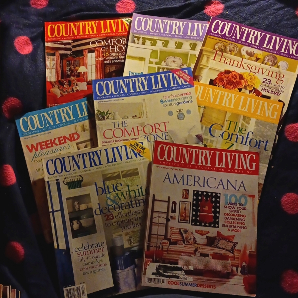 Bundle of Eight 2001-2002 Country Living Magazines